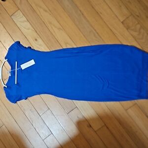 Women's shortsleeve knee-length blue dress, size small